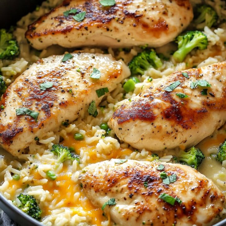 One Pot Cheesy Chicken Broccoli and Rice Recipe