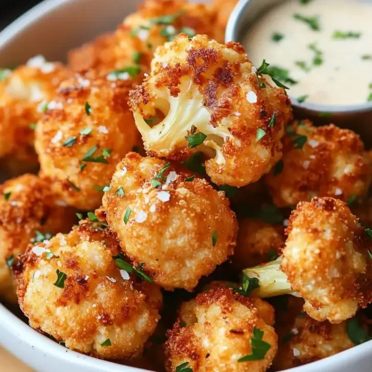 Crispy Baked Cauliflower Bites with Garlic Sauce Recipe