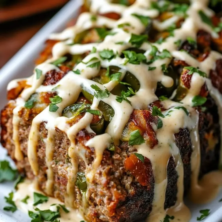 Smoky Jalapeno Popper Meatloaf with Creamy Ranch Drizzle