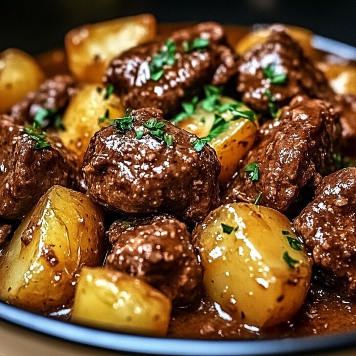 Slow Cooker Garlic Butter Beef Bites & Potatoes Recipe