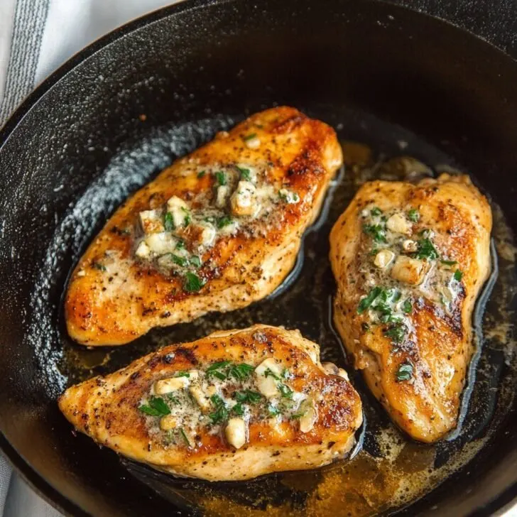 Cast Iron Skillet Chicken Breast with Garlic Herb Butter