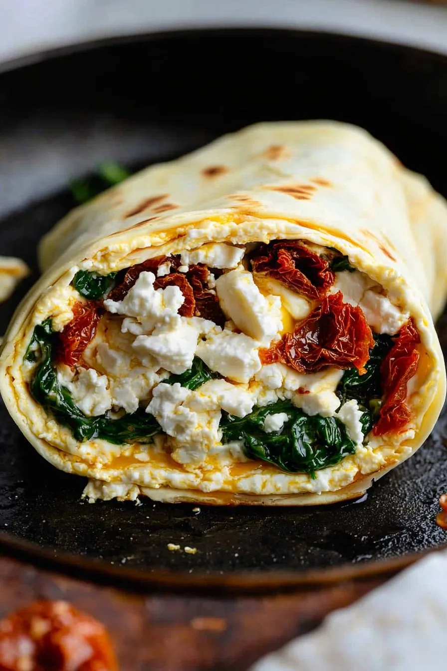 Spinach Feta Egg White Wrap Recipe - Healthy & Tasty