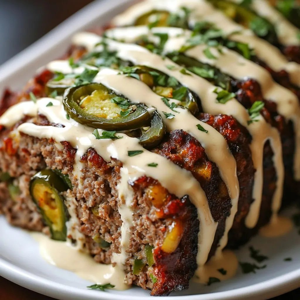 Smoky Jalapeno Popper Meatloaf with Creamy Ranch Drizzle