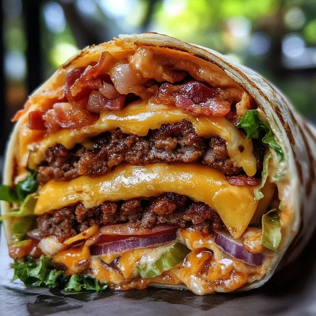 HUGE BACON CHEESEBURGER BURRITO Recipe