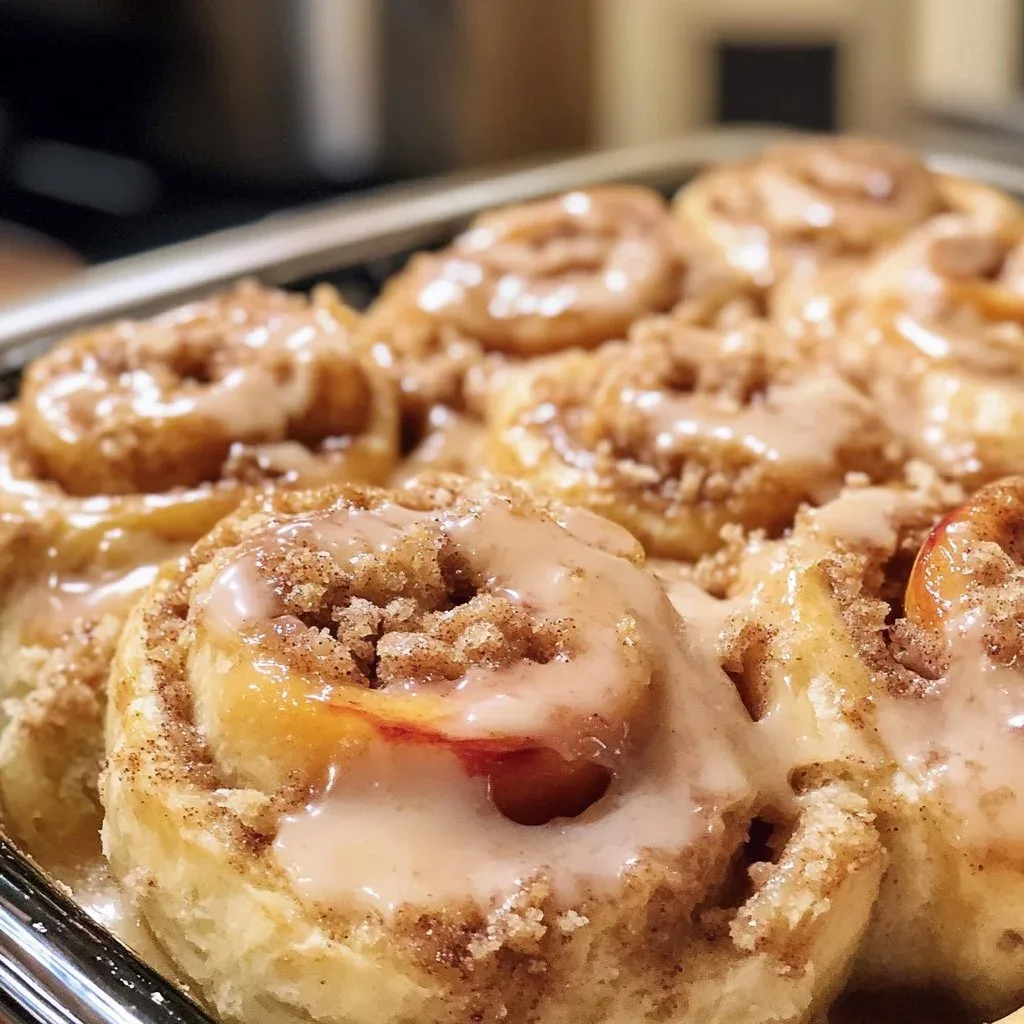 Peach Cobbler Cinnamon Rolls