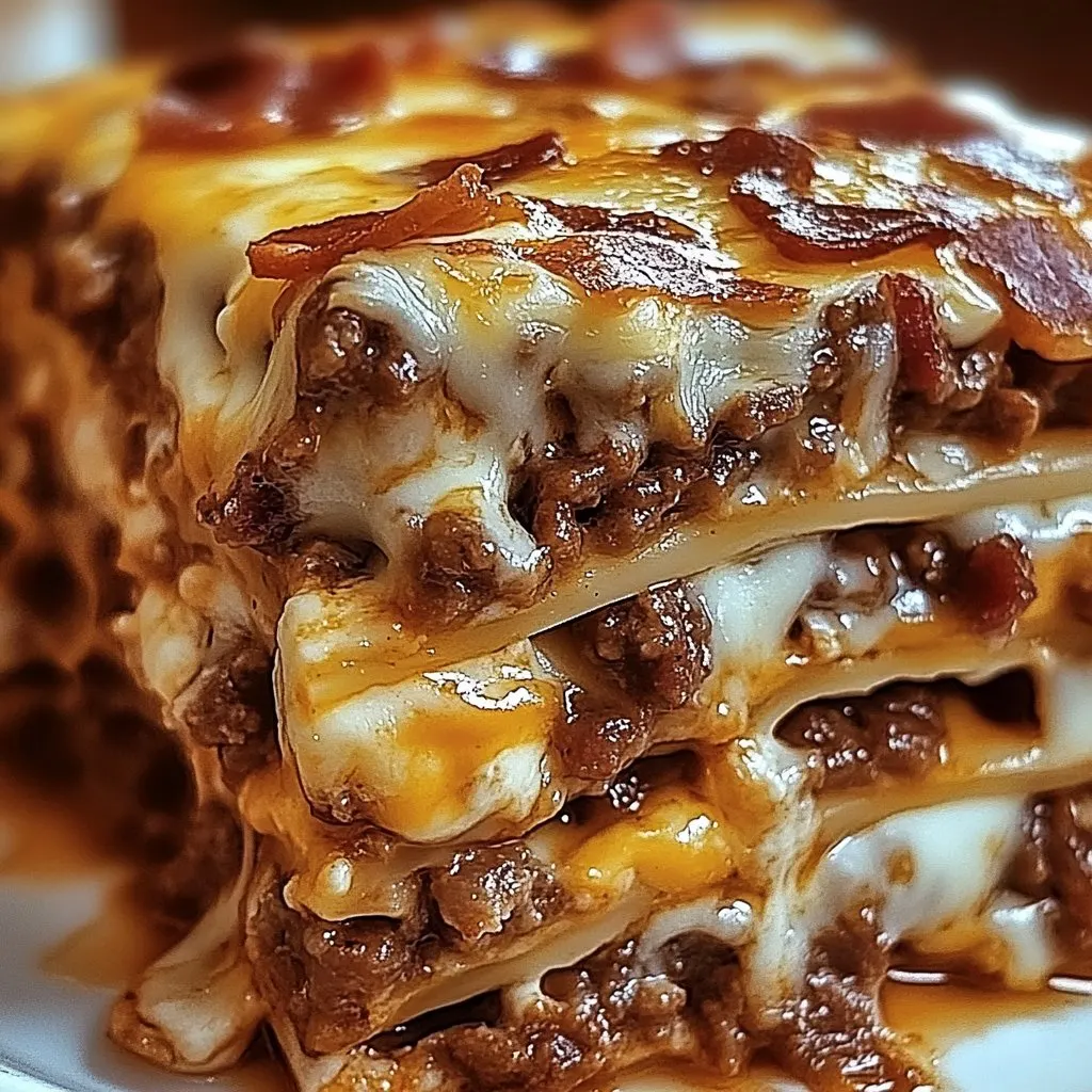 Parmesan Garlic Bacon Cheeseburger Lasagna