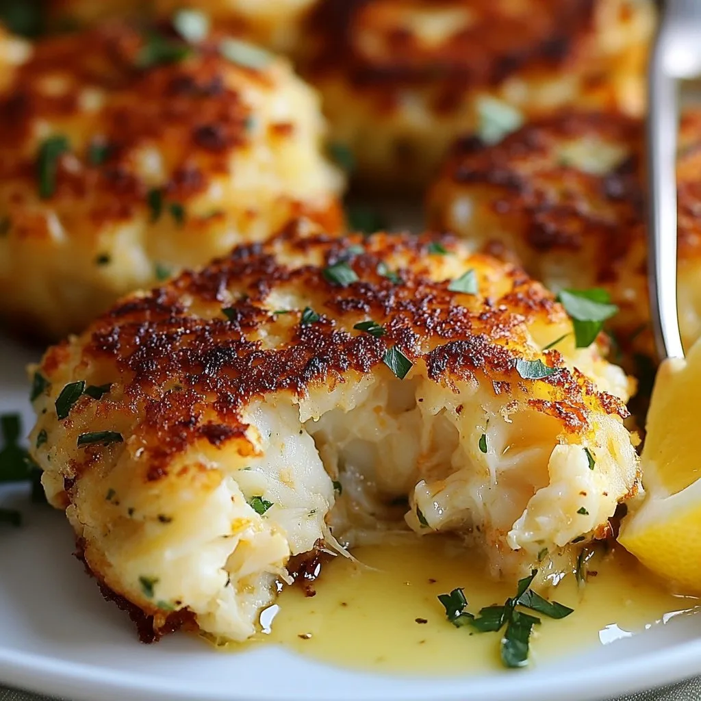 Golden Cheddar Crab Cakes with Zesty Lemon Butter Drizzle