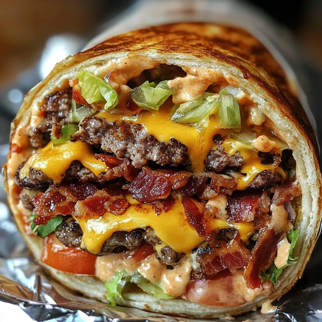 HUGE BACON CHEESEBURGER BURRITO Recipe
