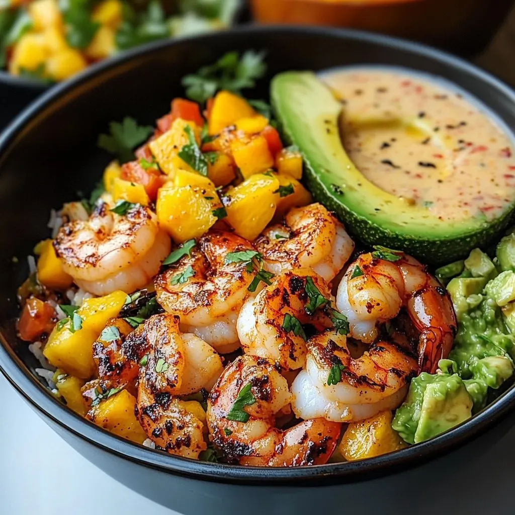 Shrimp and Avocado Bowls with Mango Salsa & Lime-Chili Sauce Shrimp and Avocado Bowls with Mango Salsa & Lime-Chili Sauce