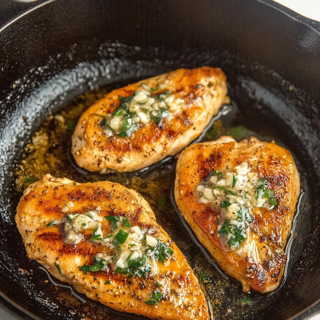 Cast Iron Skillet Chicken Breast with Garlic Herb Butter