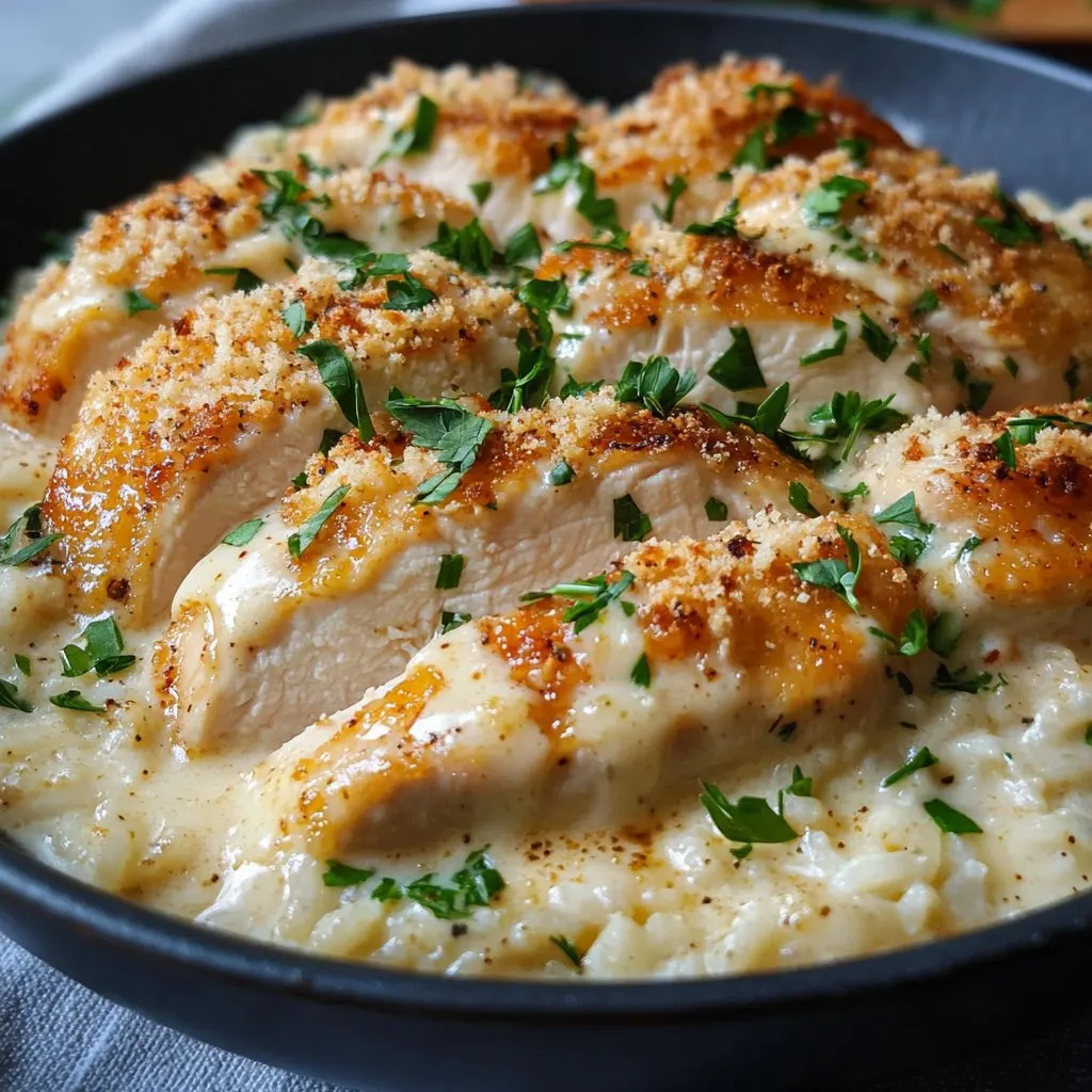 One-Pan Creamy Parmesan Chicken & Rice Recipe One-Pan Creamy Parmesan Chicken & Rice Recipe