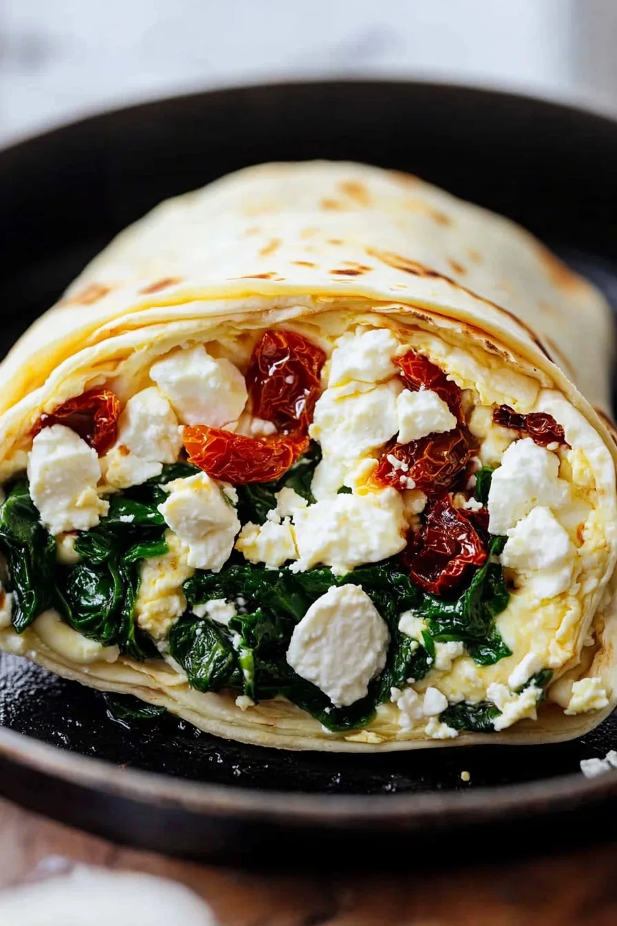 Spinach Feta Egg White Wrap Recipe - Healthy & Tasty