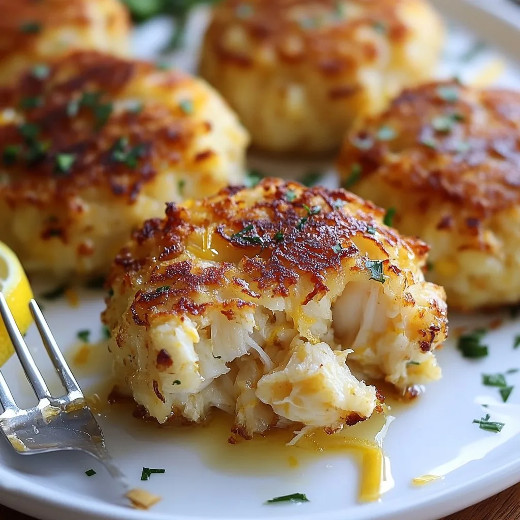 Golden Cheddar Crab Cakes with Zesty Lemon Butter Drizzle