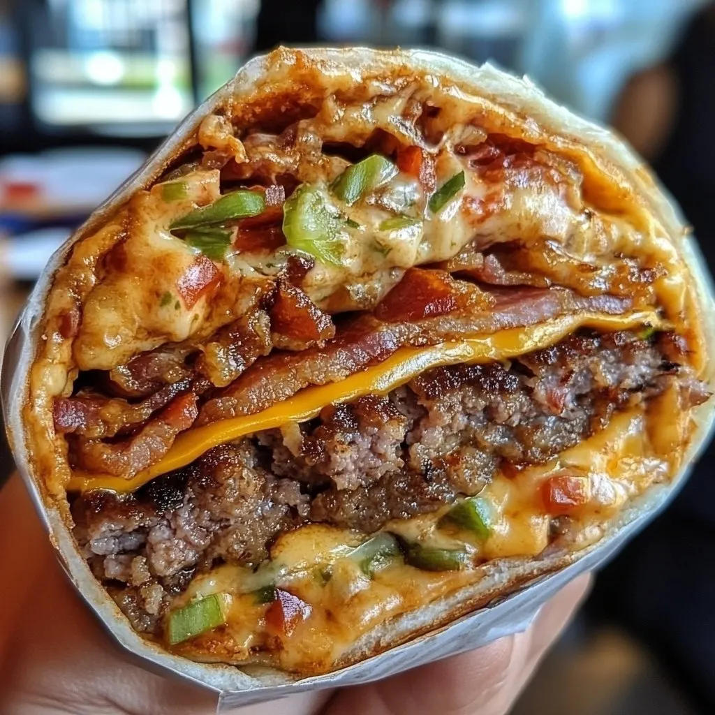 HUGE BACON CHEESEBURGER BURRITO Recipe