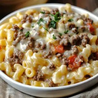 Loaded image of Cheeseburger Alfredo Pasta