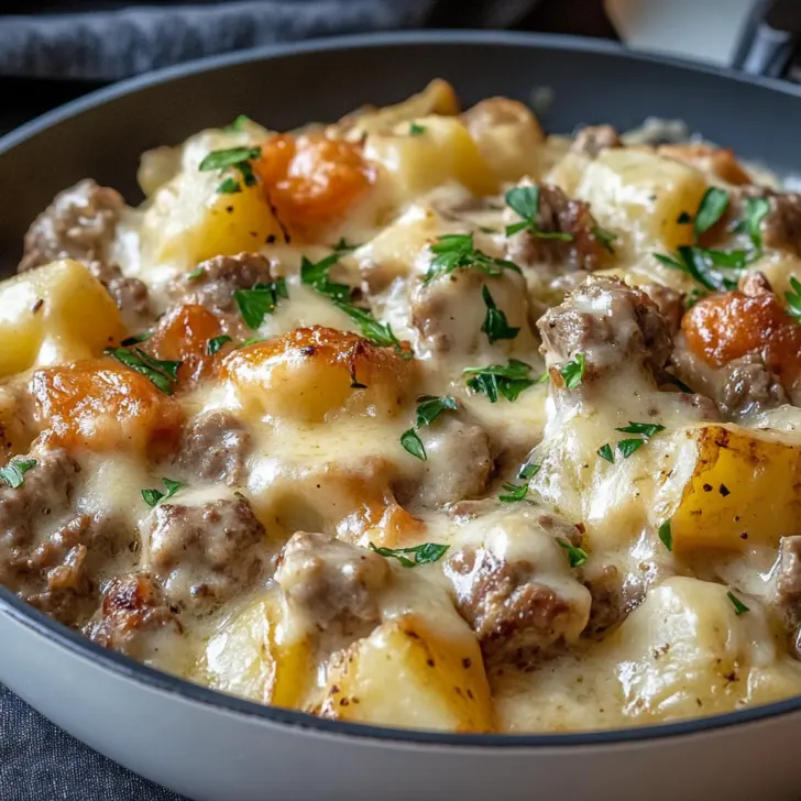 One-Pan Creamy Meat & Potato Skillet