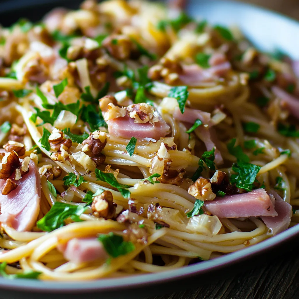 image of Walnut and Roasted Ham Linguine image of Walnut and Roasted Ham Linguine