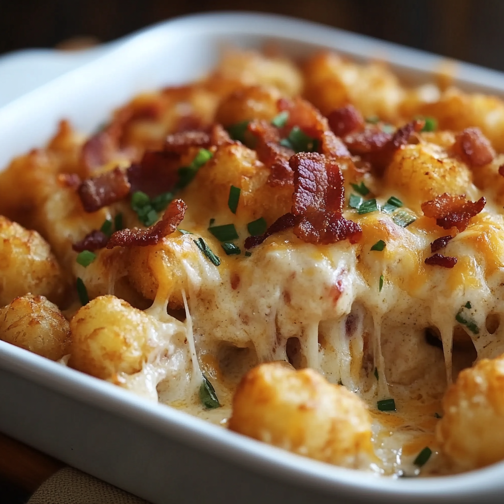 Chicken Bacon Ranch Tater Tot Casserole
