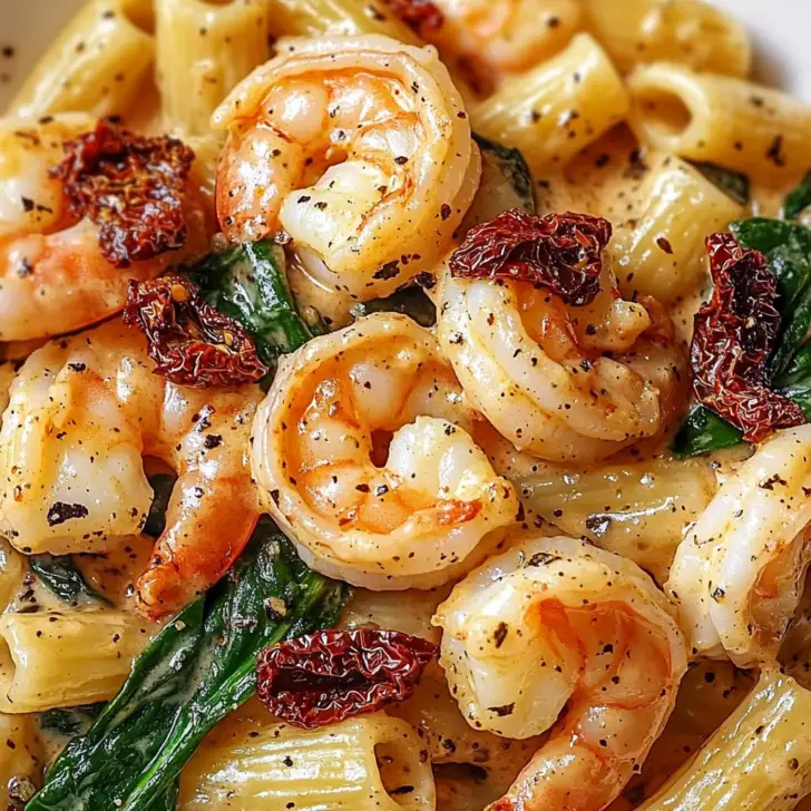 Creamy Sun-Dried Tomato Shrimp with Spinach Pasta