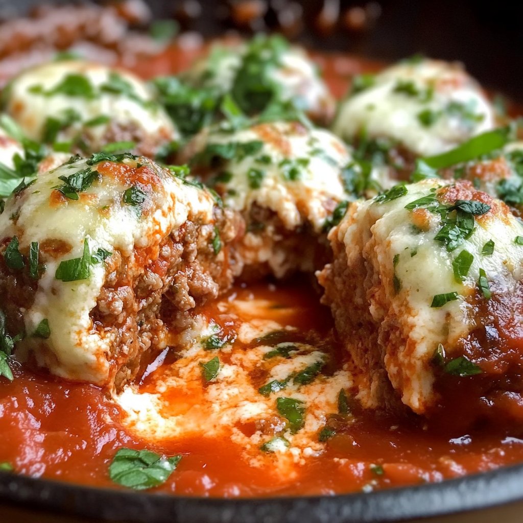 Mozzarella Stuffed Meatballs