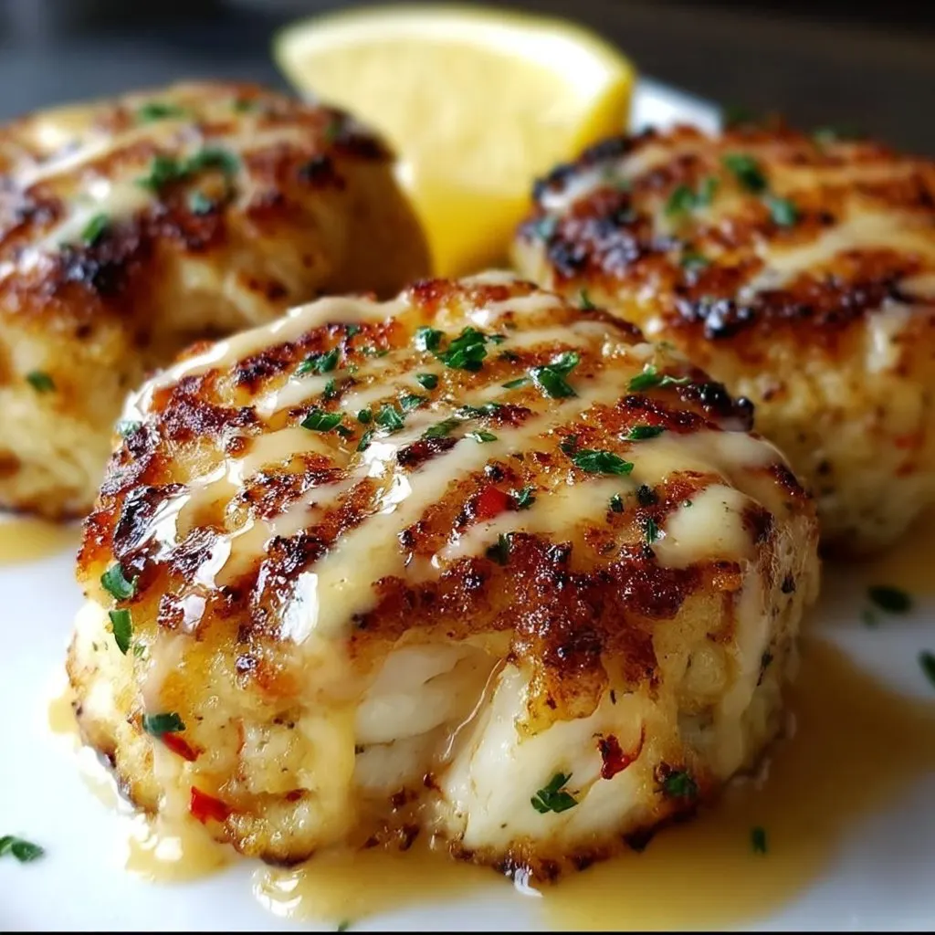 Cheddar Bay Crab Cakes with Lemon Butter Drizzle