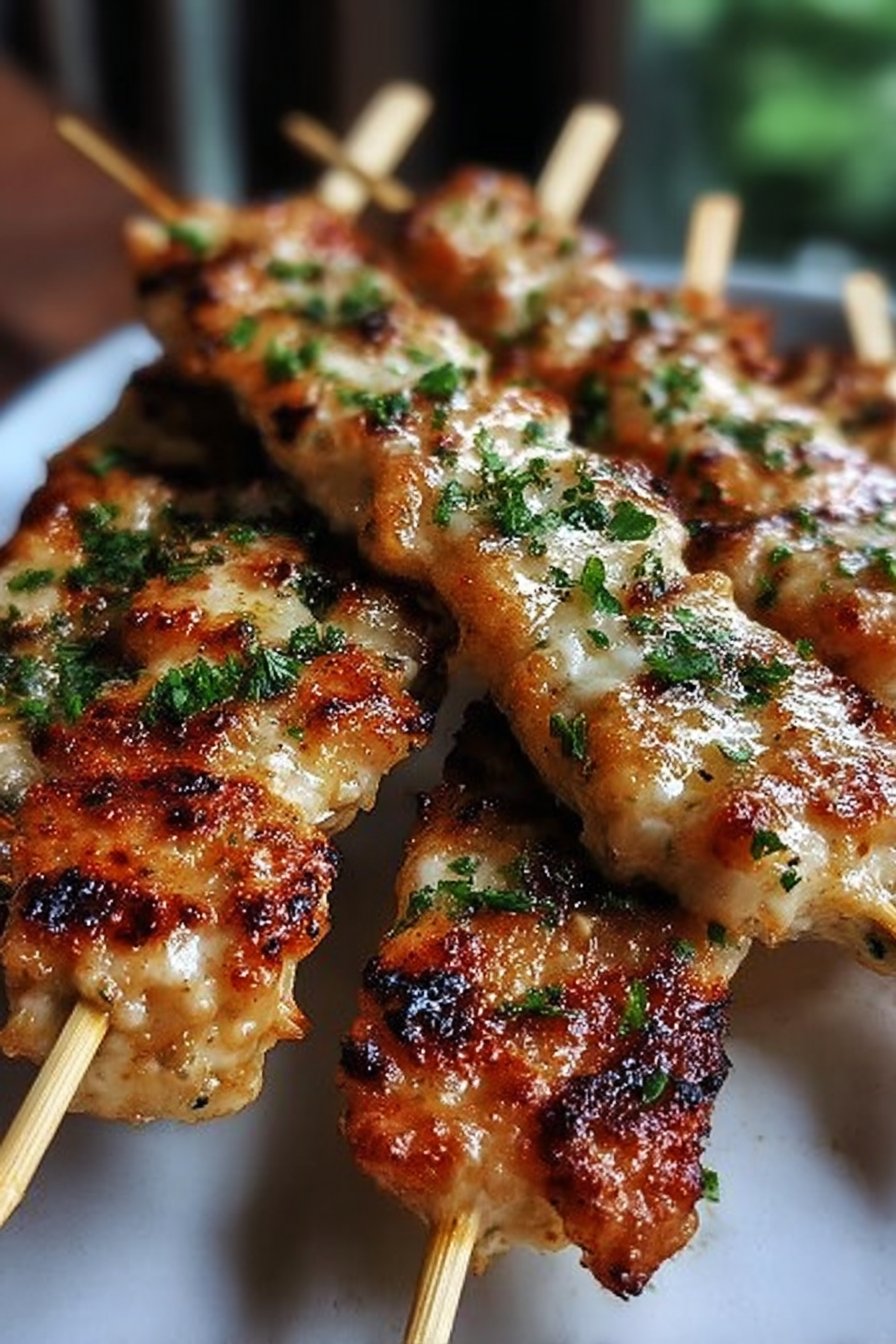 Air Fryer Garlic Parmesan Chicken Skewers