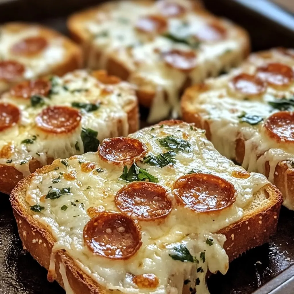 Cheesy Garlic Toast Pizzas Cheesy Garlic Toast Pizzas