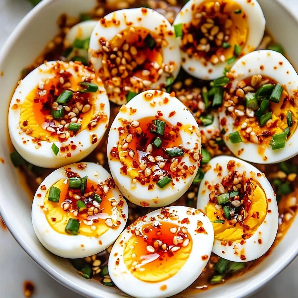 Spicy Chili Garlic Deviled Eggs