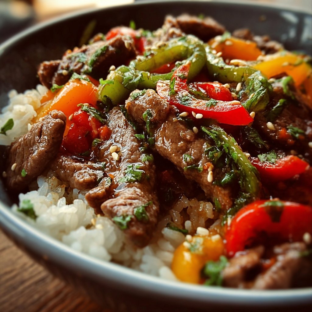 beef and pepper rice bowl