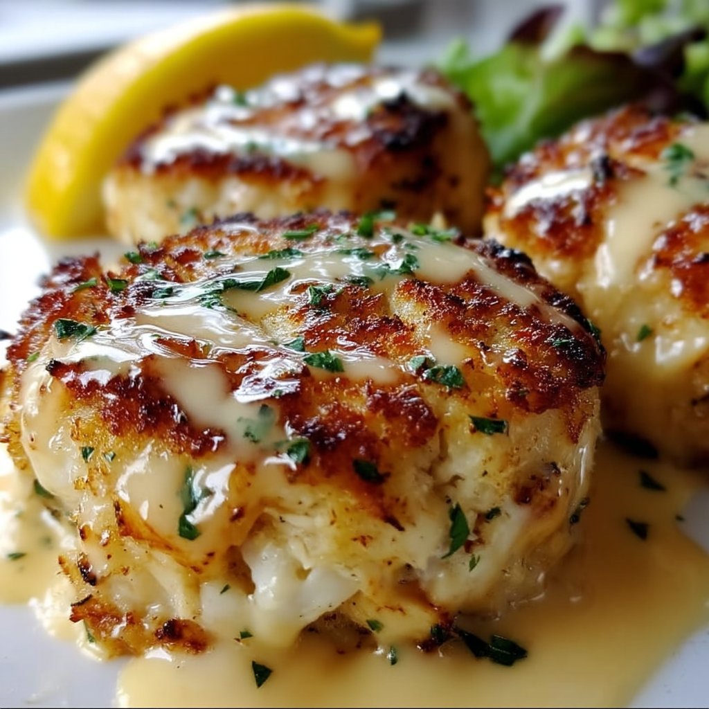 Cheddar Bay Crab Cakes with Lemon Butter Drizzle