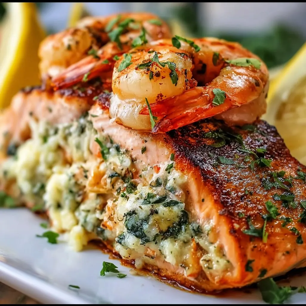 Crab & Shrimp Stuffed Salmon