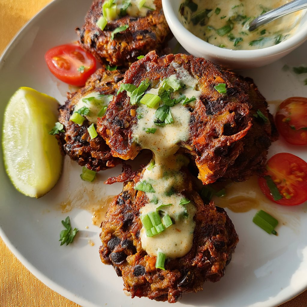 Air Fryer Tahini Black Bean Fritters