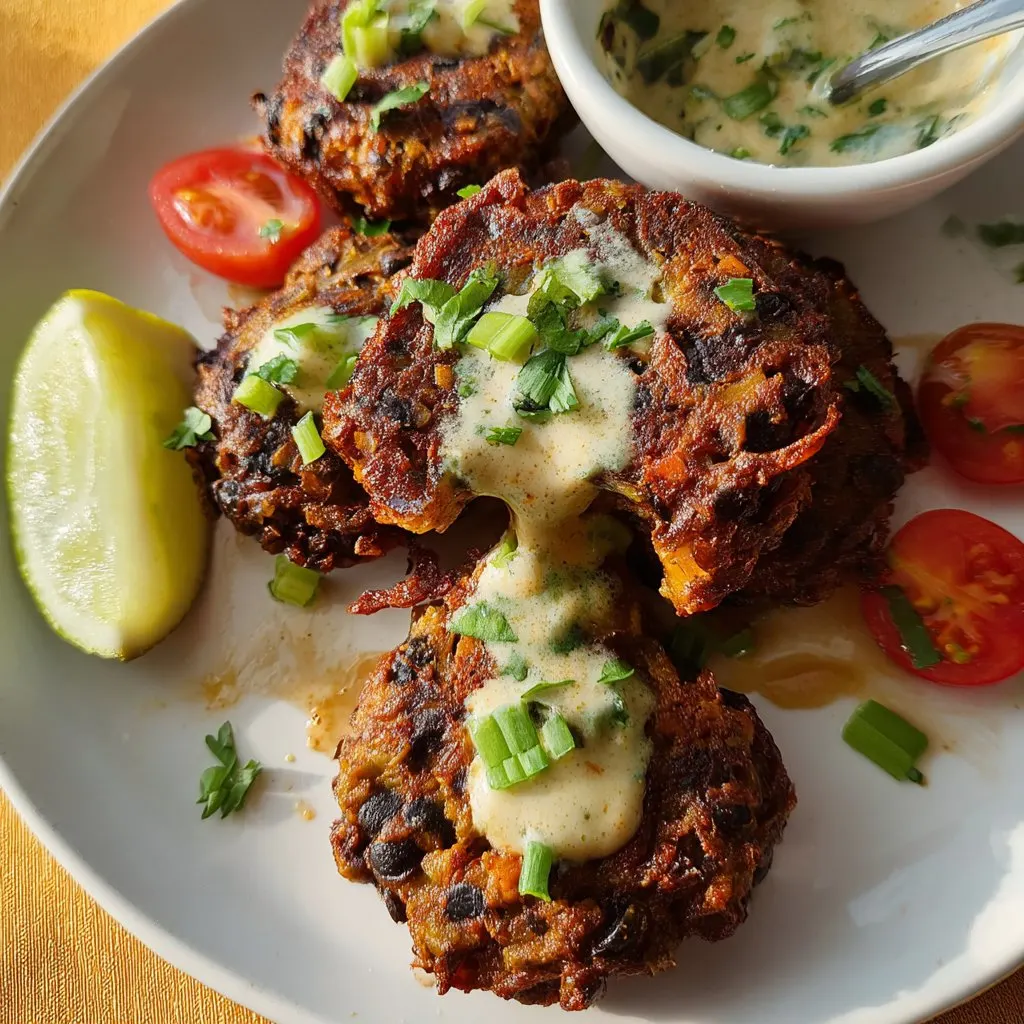 Air Fryer Tahini Black Bean Fritters