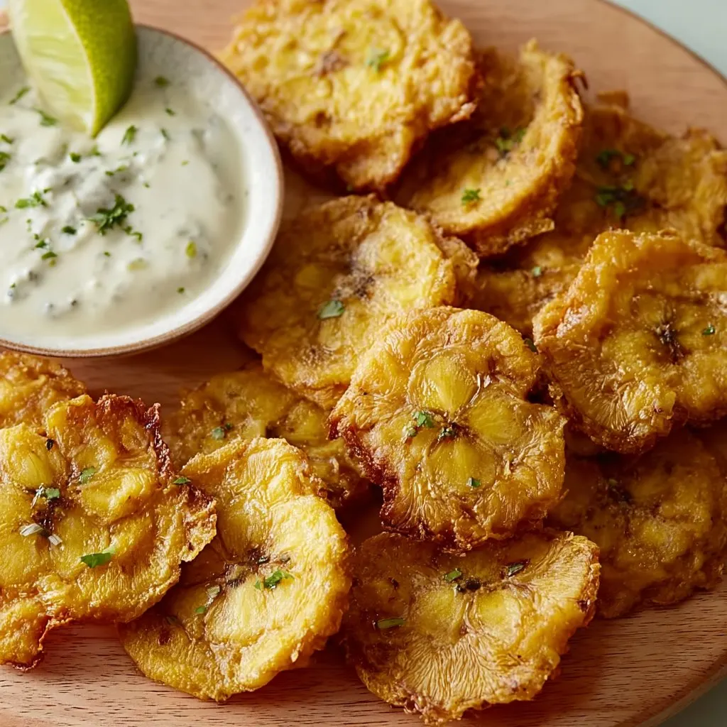 Air Fryer Tostones with Creamy Mojo Dipping Sauce