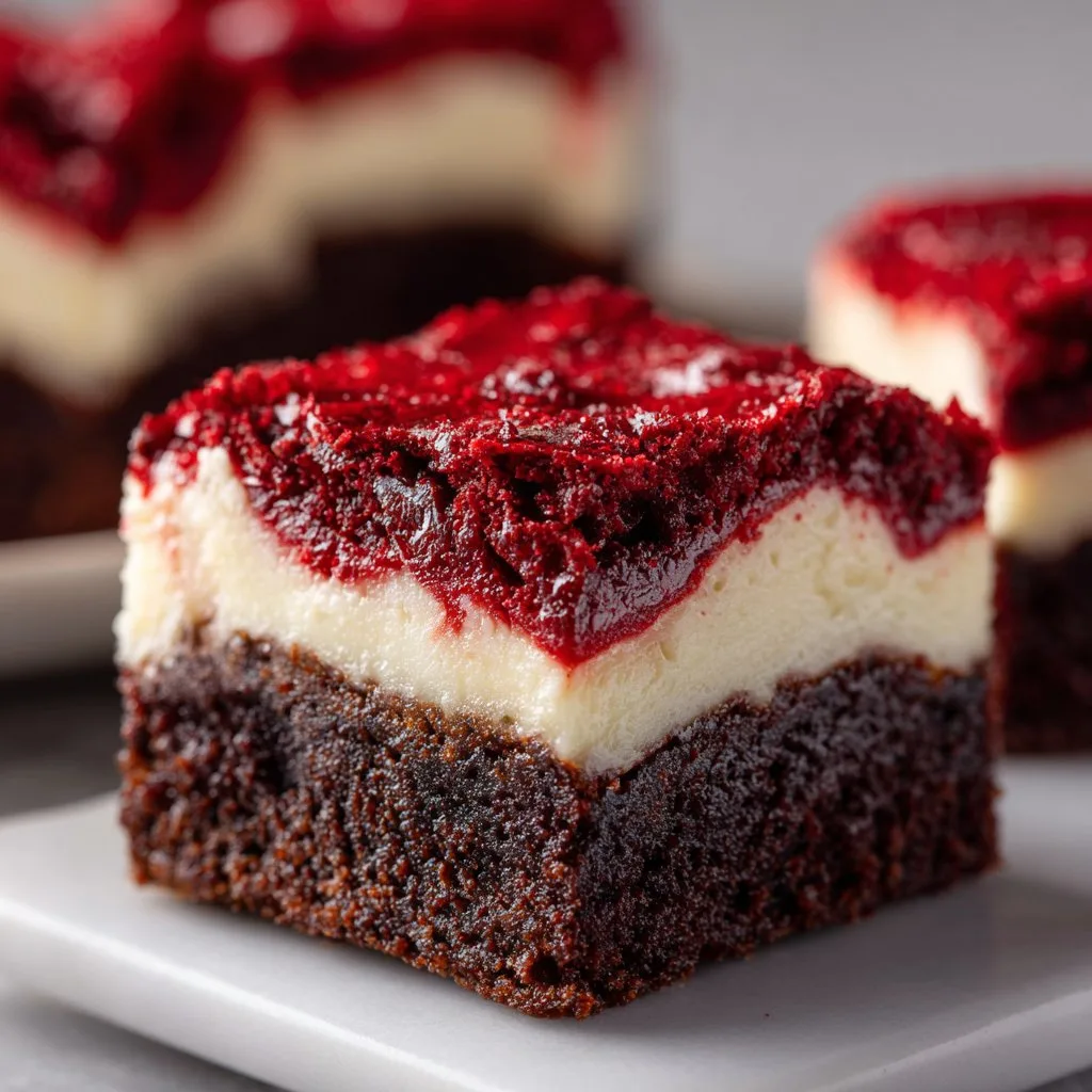 Red Velvet Cheesecake Brownie Bars
