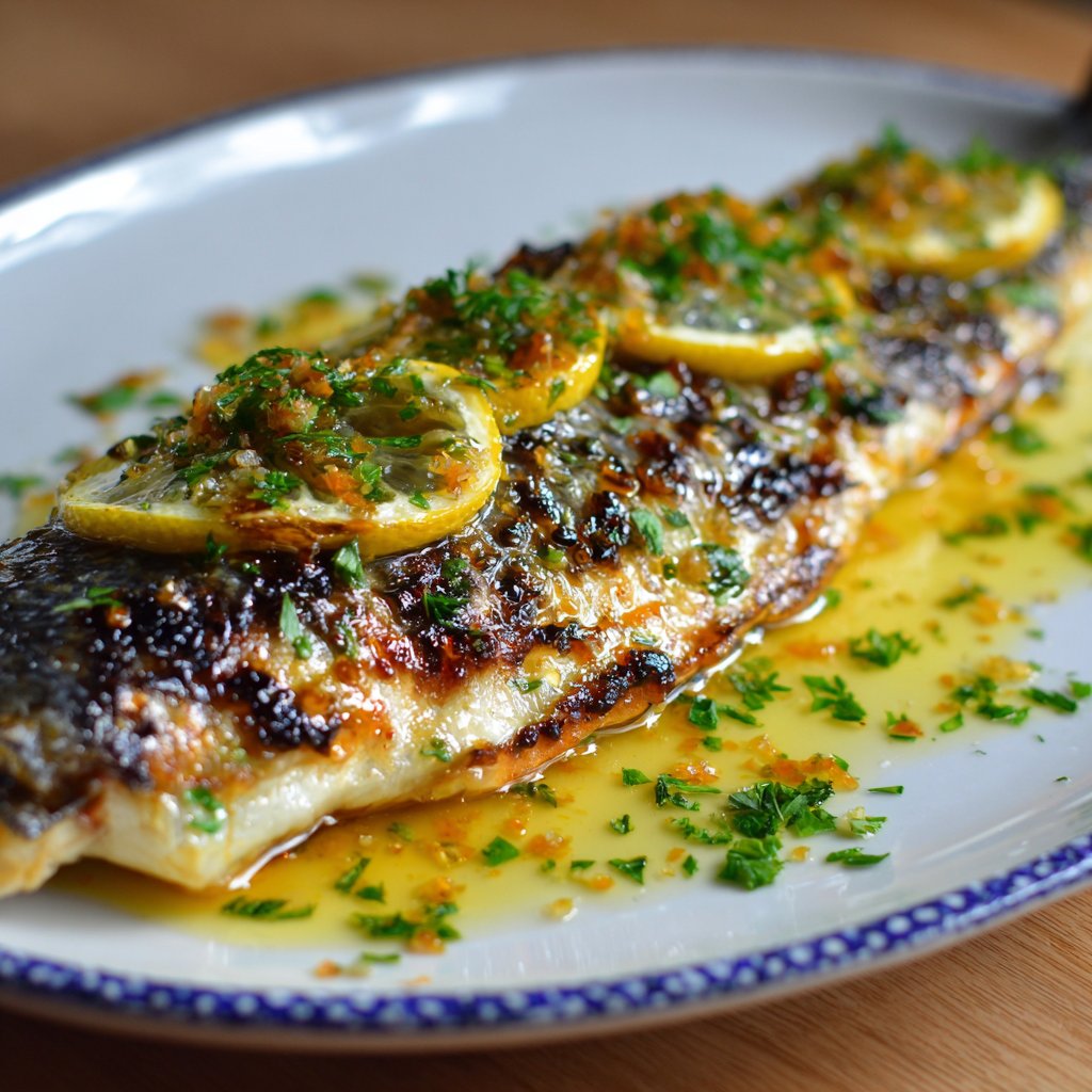 Grilled Branzino with Preserved Lemon Sauce