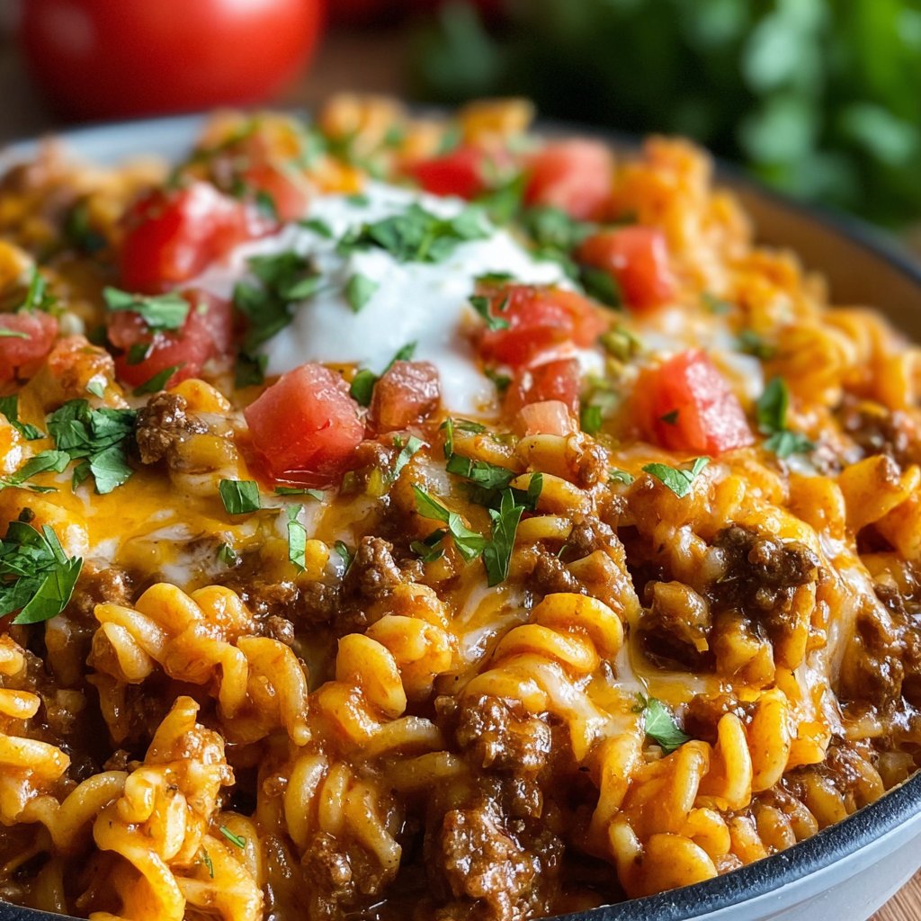 Beef Enchilada Pasta One-Pan Meal