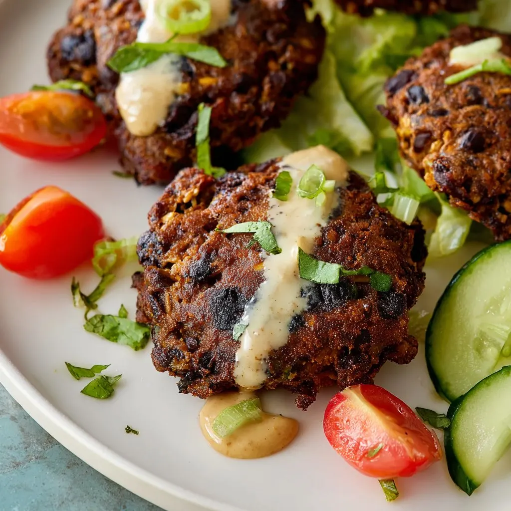 Air Fryer Tahini Black Bean Fritters