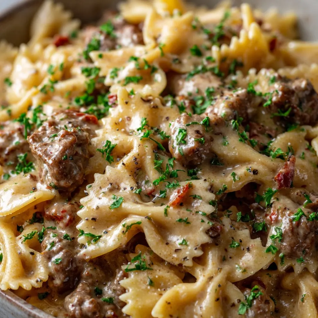 Creamy Beef and Bowtie Pasta: My Favorite Cozy Weeknight Dinner Creamy Beef and Bowtie Pasta