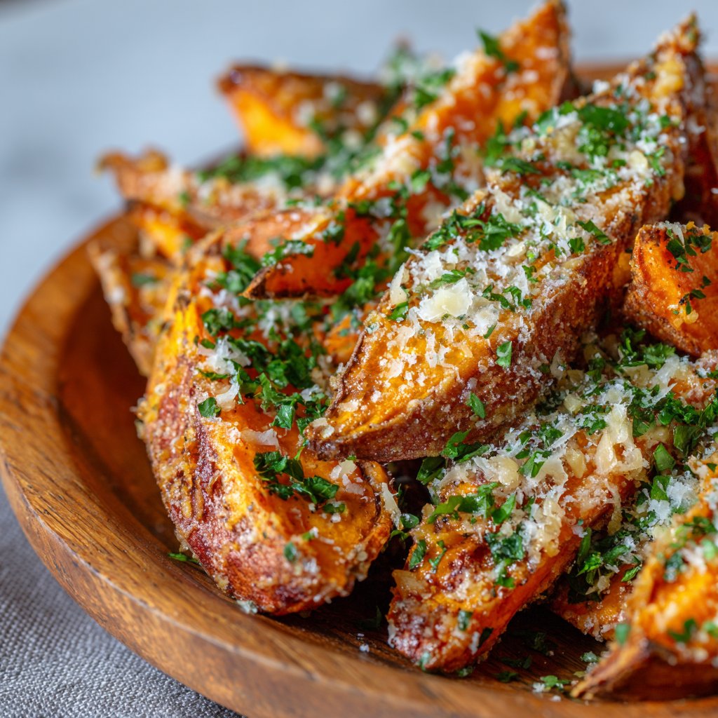 Easy Baked Garlic Parmesan Sweet Potato Wedges Recipe Guide Easy Baked Garlic Parmesan Sweet Potato Wedges