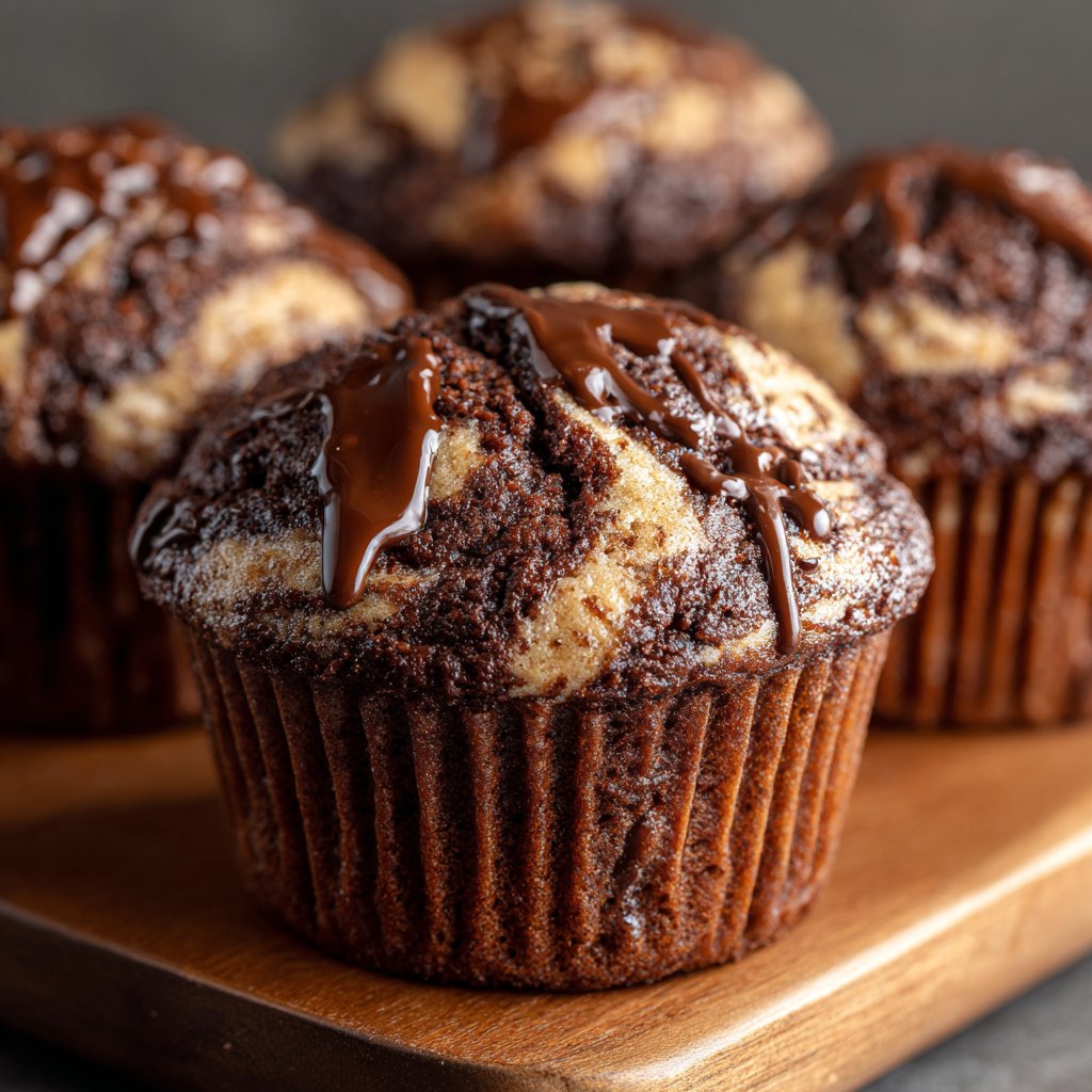 Chocolate Peanut Butter Swirl Muffins