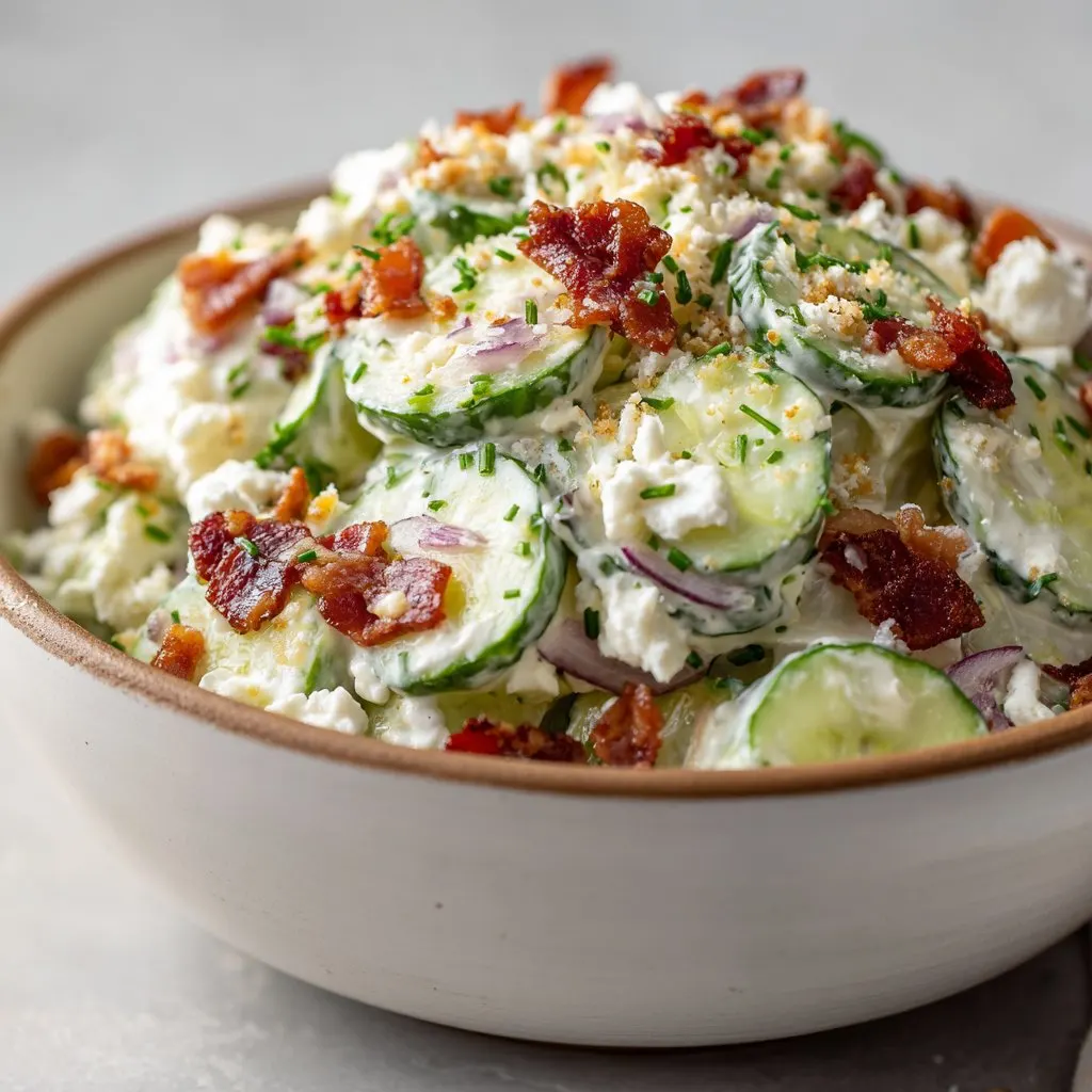 Creamy Cucumber Salad with Bacon and Cheese Recipe Guide Creamy Cucumber Salad with Bacon and Cheese