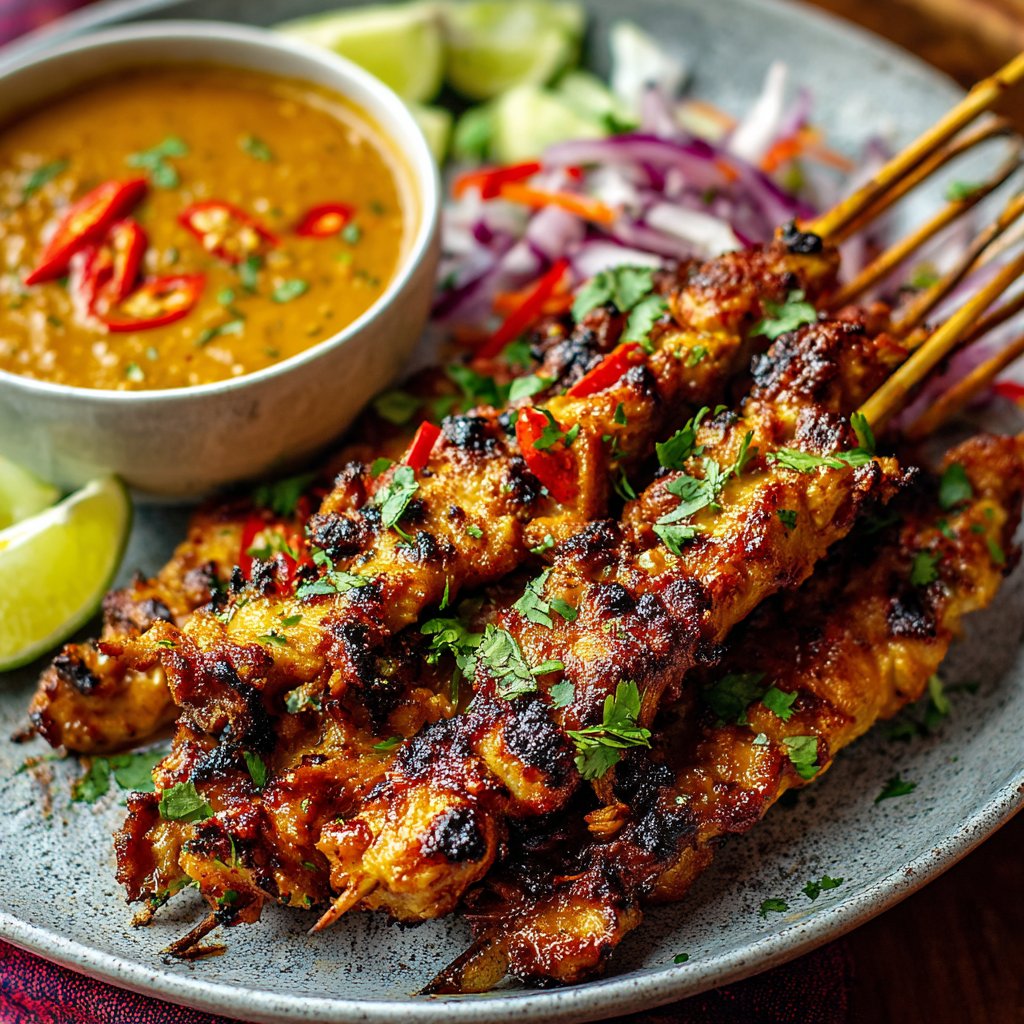 Chicken Satay with Spicy Peanut Dipping Sauce