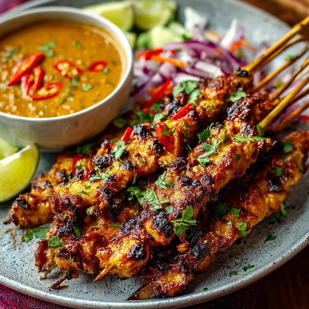 Chicken Satay with Spicy Peanut Dipping Sauce