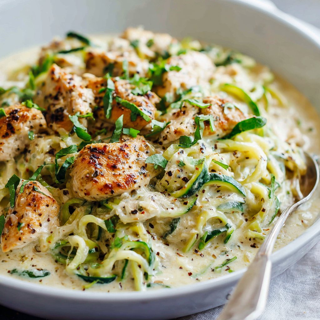 Zucchini Noodle Chicken Alfredo