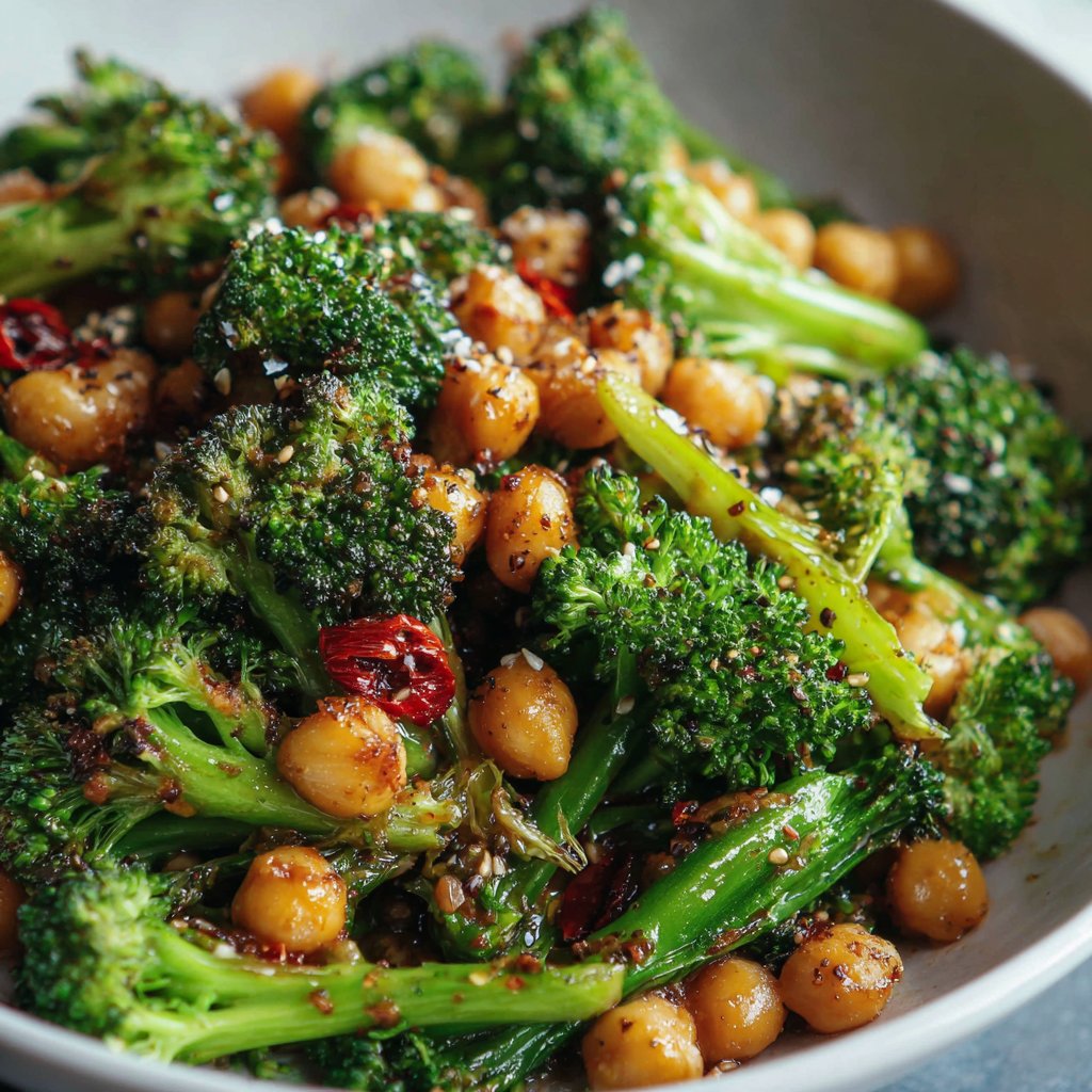 GARLIC BROCCOLI STIR FRY WITH CHICKPEAS