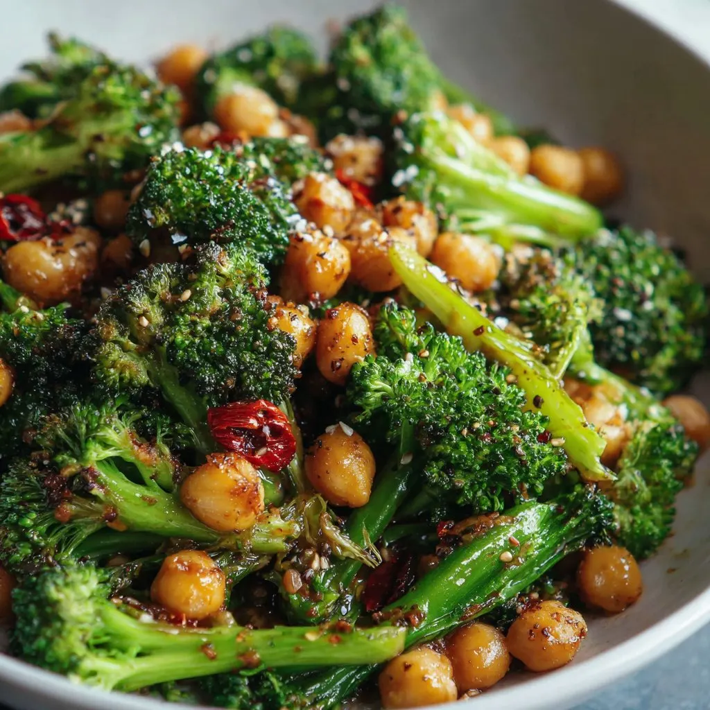GARLIC BROCCOLI STIR FRY WITH CHICKPEAS: Easy Weeknight Favorite GARLIC BROCCOLI STIR FRY WITH CHICKPEAS
