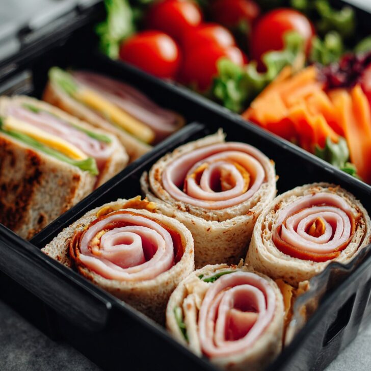 No-Sandwich Bento Box with Ham & Cheese Rollups – Picky Eater Lunch Win