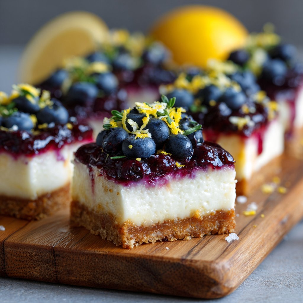 Blueberry Cheesecake Bars with Lemon Zest