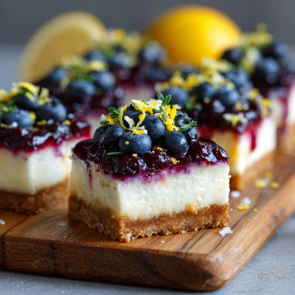 Blueberry Cheesecake Bars with Lemon Zest
